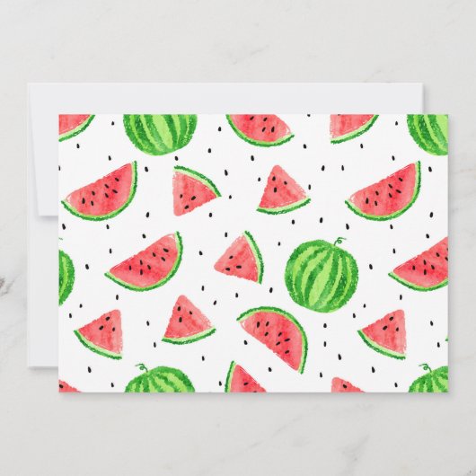 1つはメロンのスイカの写真招待状 – 赤 招待状 (裏面)