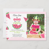 1つはメロンのスイカベビー1stバースデーフォト 招待状 (正面)