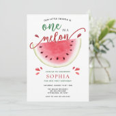 1つはメロンのスイカ誕生日招待状 招待状 (スタンド正面)