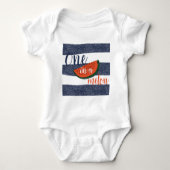 1つはメロンの1つ目の誕生日男の赤ちゃんレトロ ストライプ ベビーボディスーツ (正面)