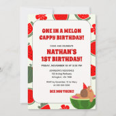 1つはメロンカプピー誕生日キッズおもしろいカピバラ 招待状 (正面)