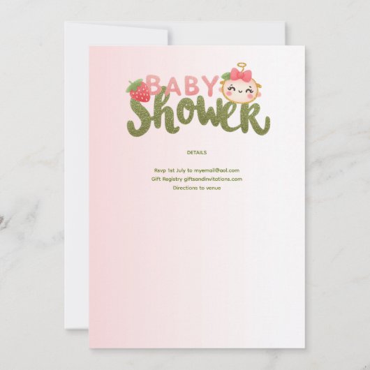 1つはメロンファースト誕生日またはベビーシャワー1st 招待状 (裏面)