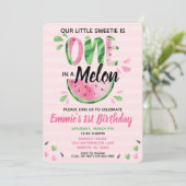 1つはメロン小さな女の子最初の誕生日招待状 招待状 (スタンド正面)
