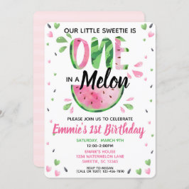 1つはメロン小さな女の子最初の誕生日招待状 招待状