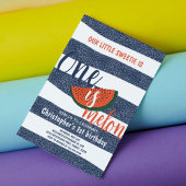 1つはメロン1歳の誕生日かわいいスイカストライプの 招待状