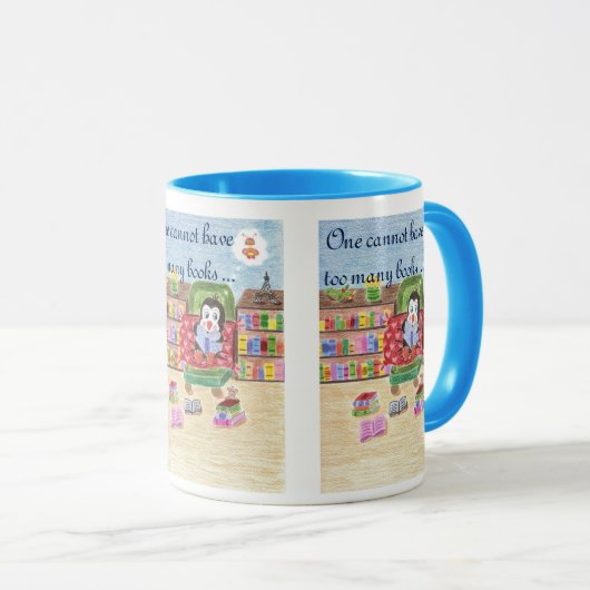 1つは余りにも多くの本の頭が切れるなペンギンのマグを有することができません マグカップ (正面右)