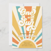 1つは太陽のレトロボホヒッピー最初の誕生日で 招待状 (正面)
