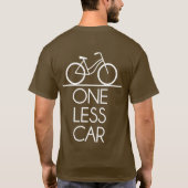 1つより少ない車の地球のフレンドリーな自転車 Tシャツ (裏面)