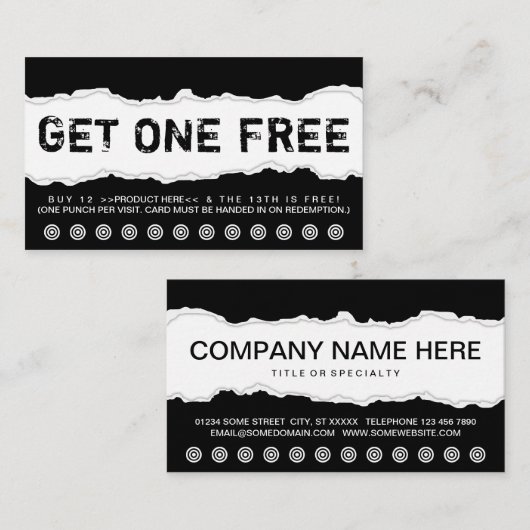 1つを自由得て下さい ロイヤリティカード (正面/裏面)