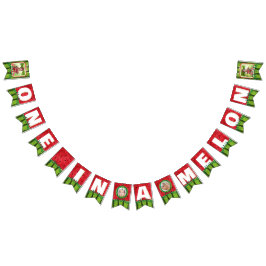 1つメロンかわいいスイカに1つ誕生日の写真 バンティングフラッグ