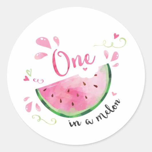 1つメロンの最初の誕生日スイカ封筒 ラウンドシール (正面)