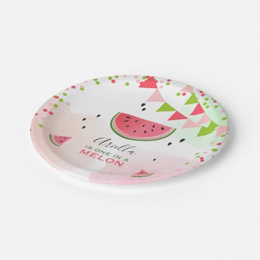 1つメロンの最初の誕生日紙プレート夏 ペーパープレート (アングル)