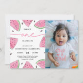 1つメロンの1つ最初の誕生日スイカ写真 招待状 (正面)