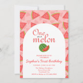 1つメロンの1つ最初の誕生日スイカ写真 招待状 (正面)