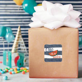 1つメロンの1つ目の誕生日男の赤ちゃんブルーストライプの スクエアシール