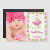 1つメロンの1つ1つ誕生日の水彩写真 マグネット招待状 (正面/裏面)