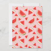1つメロンの1つ1つ誕生日の甘いスイカピンク 招待状 (裏面)