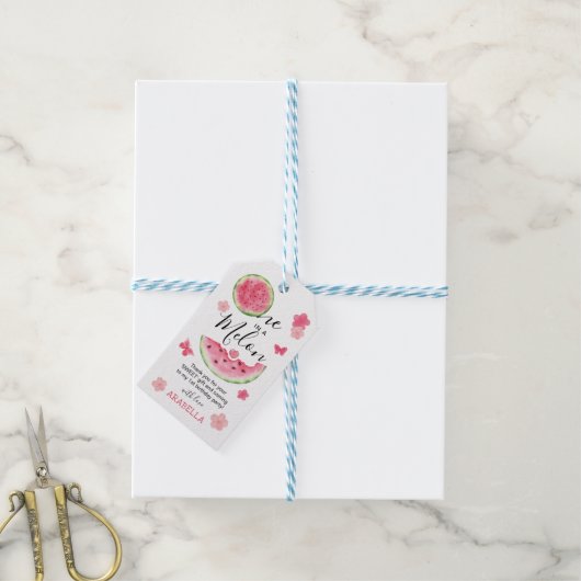 1つメロンの1つ1つ誕生日スイカありがとう ギフトタグ (より糸付き)