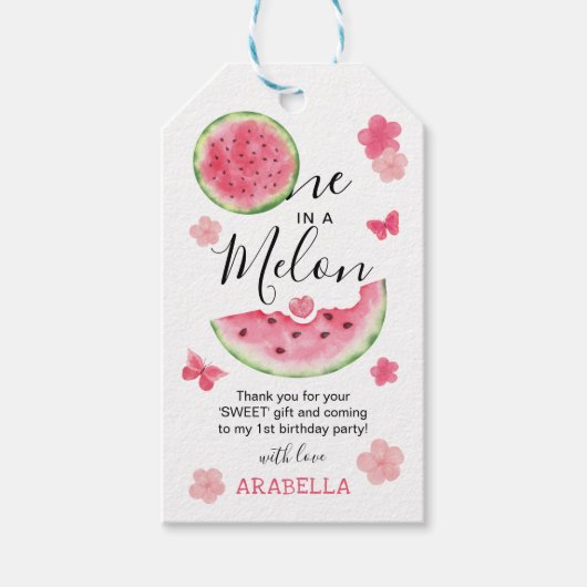 1つメロンの1つ1つ誕生日スイカありがとう ギフトタグ (正面)