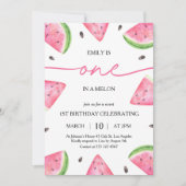 1つメロンの1つ1つ誕生日スイカ誕生日 招待状 (正面)