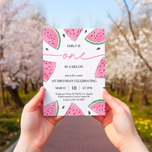 1つメロンの1つ1つ誕生日スイカ誕生日 招待状