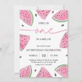 1つメロンの1つ1つ誕生日スイカ誕生日 招待状 (正面)