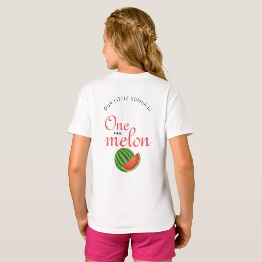 1つメロンの1つ1つ誕生日パーティースイカ Tシャツ (裏面フル)