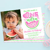 1つメロンの1つ1つ誕生日フォト招待状 招待状