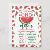 1つメロングリッタースイカ最初の誕生日 招待状 (正面)