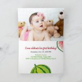 1つメロン写真1つ誕生日スイカ 招待状 (内部)