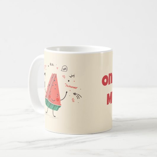 1つメロン – かわいいスイカのマグカップデザイン コーヒーマグカップ (正面左)