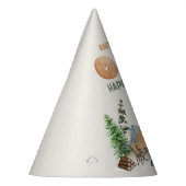 1つモダンのハッピーキャンパー水の色1番目の誕生日 パーティーハット (左)