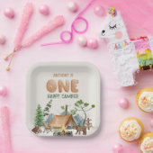 1つモダンのハッピーキャンパー水の色1番目の誕生日 ペーパープレート (パーティー)