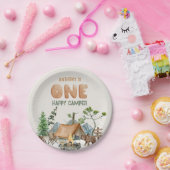 1つモダンのハッピーキャンパー水の色1番目の誕生日 ペーパープレート (パーティー)
