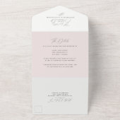 1つモダンのInvで軽い結婚ソフトピンクの全て オールインワン招待状 (外側)