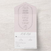 1つモダンのInvで軽い結婚ソフトピンクの全て オールインワン招待状 (内側)