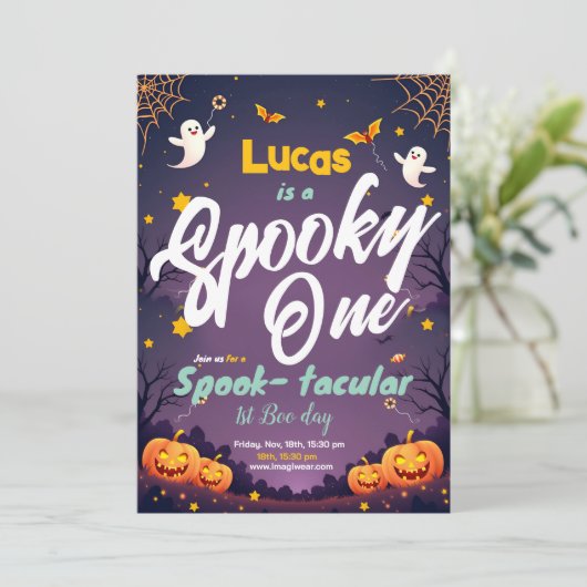 1つ不気味の最初の誕生日招待状の最初のブデイ セーブザデート (スタンド正面)