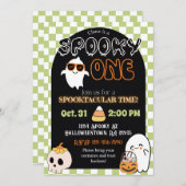 1つ不気味、レトロテーマ1st誕生日招待状 招待状 (正面/裏面)