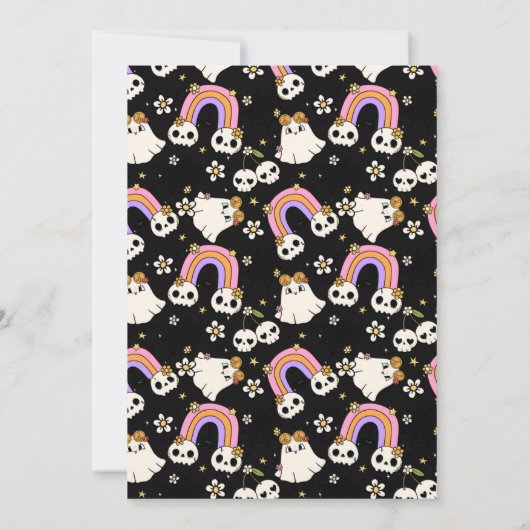 1つ不気味、レトロテーマ1st誕生日招待状 招待状 (裏面)