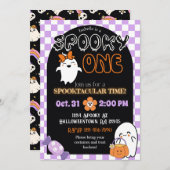 1つ不気味、レトロテーマ1st誕生日招待状 招待状 (正面/裏面)