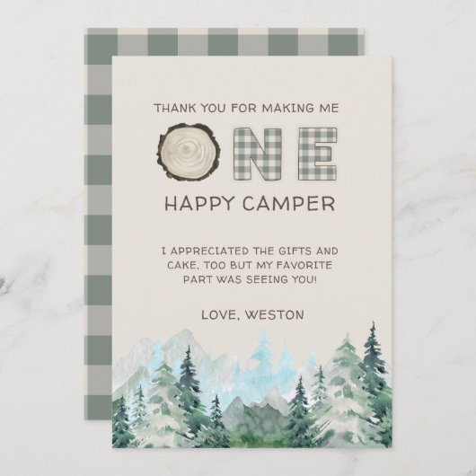 1つ素朴のハッピーキャンパーサンキューカード サンキューカード (正面/裏面)