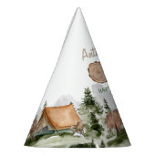 1つ素朴のハッピーキャンパーフォレストベア1歳の誕生日 パーティーハット (左)