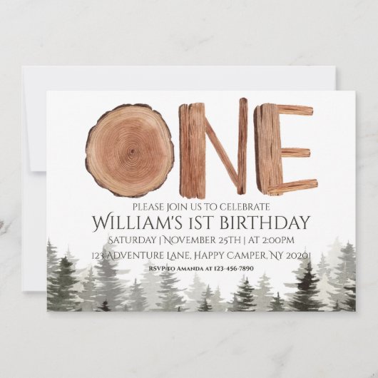 1つ素朴の緑の木1日 招待状 (正面)