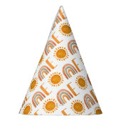 1つ – モダン虹と太陽の第1誕生日 パーティーハット (左)