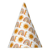 1つ – モダン虹と太陽の第1誕生日 パーティーハット (右)