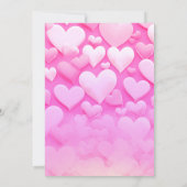 1と唯一のピンクのハートとフローティングインクの誕生日 招待状 (裏面)