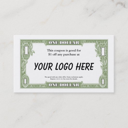 $1のクーポンカード 割引カード (正面)