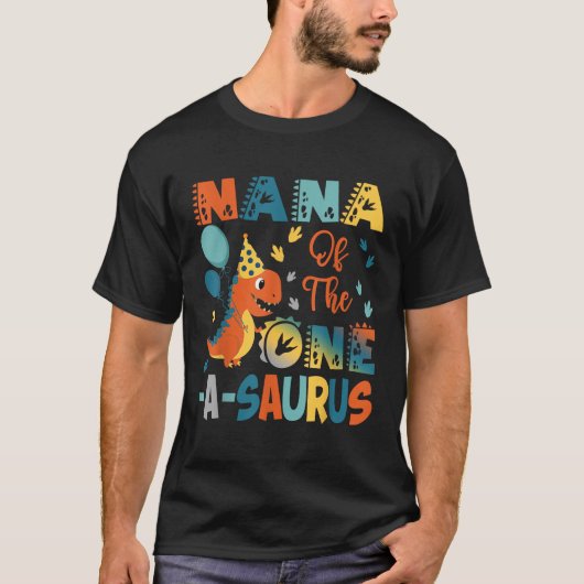 1のナナSaurusの2番目の誕生日の恐竜パー Tシャツ (正面)