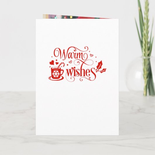 1または2フォトクリスマスレッドテーマ シーズンカード (裏面)