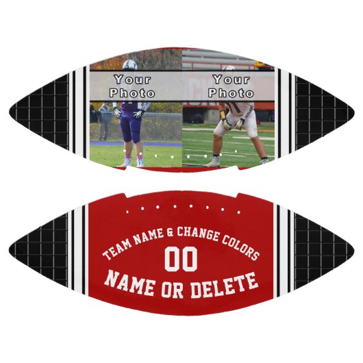 1または2枚のフォトサッカーパーソナライズされたボール、赤 アメリカンフットボール (パネル)